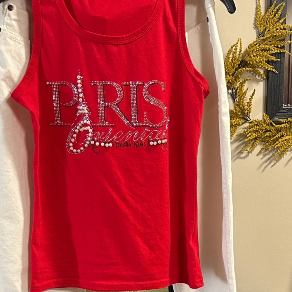 Red Paris Graphic Kids Tank Top